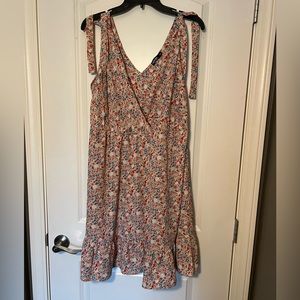 SHEIN Curve Sleeveless Floral Wrap-Look Dress, Empire Waist 1XL